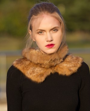 Knitted Sable Fur Neck Warmer Scarf