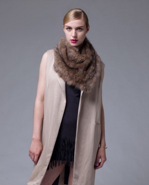 Knitted Sable Fur Scarf Shawl