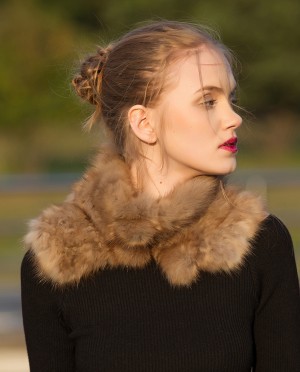 Knitted Sable Fur Neck Warmer Scarf