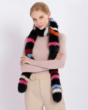 Multicolor Fox Fur Scarf