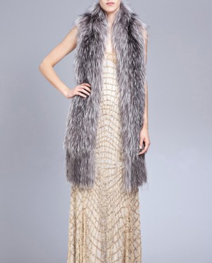 Knitted Silver Fox Fur Shawl