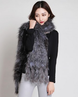 Knitted Silver Fox Fur Shawl