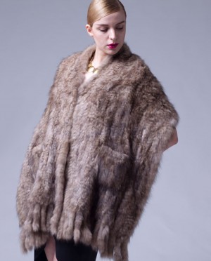 Knitted Sable Fur Shawl