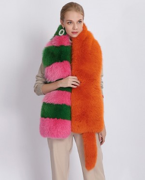 Multicolored Fox Fur Stole
