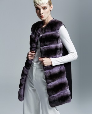 Chinchilla Fur Vest with Cashmere Back
