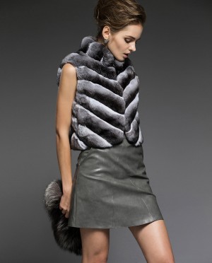 Cropped Chinchilla Fur Vest
