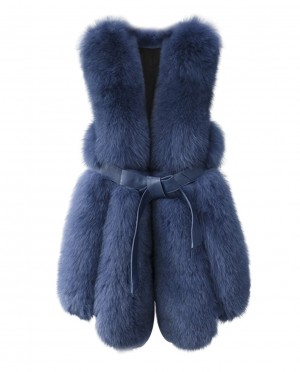 Leather Belt Fox Fur Vest