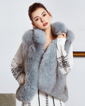 Fox Fur Gilet Light Blue Lemon Yellow Black