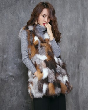 Multicolor Fox Fur Gilet Waistcoat