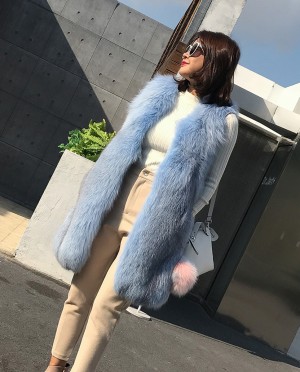Shadow Blue Frost Fox Fur Gilet