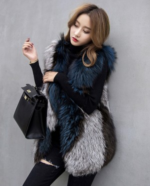 Multicolor Silver Fox Fur Gilet