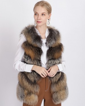 Black Golden Fox Fur Gilet