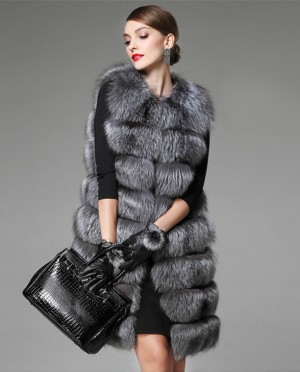 Silver Fox Fur Long Gilet