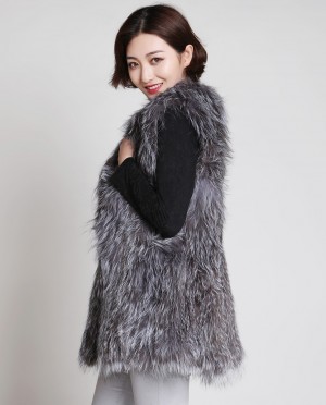 Knitted Silver Fox Fur Gilet