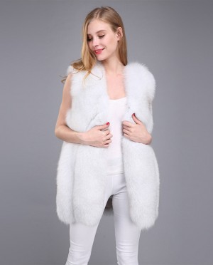 Fox Fur Gilet White Black Brown