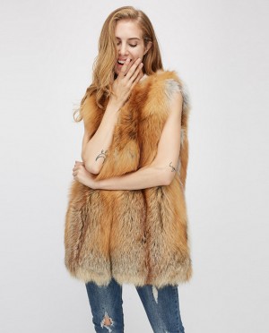 Red Fox Fur Vest Silver Fox Fur Gilet
