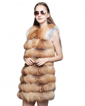 Womens Real Fox Fur Gilet
