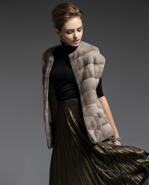Grey Mink Fur Gilet Vest
