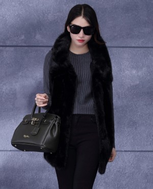 Black Mink Fur Gilet Vest