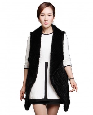 Knitted Black Mink Fur Gilet