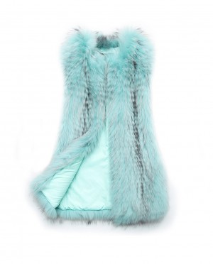 Womens Raccoon Fur Hooded Gilet