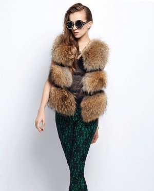 Natural Raccoon Fur Gilet