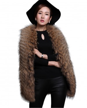 Womens Raccoon Fur Gilet