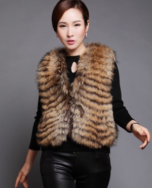 Womens Raccoon Fur Gilet