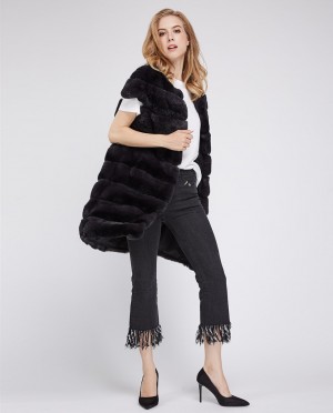 Black Rex Rabbit Fur Gilet