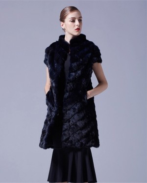 Sable Fur Vest Black Fur Long Gilet