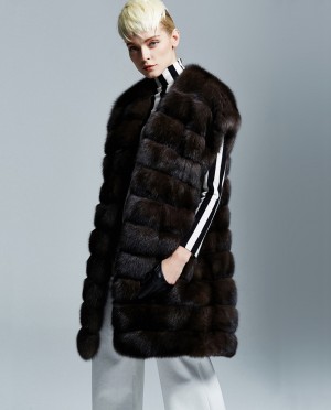 Sable Fur Vest Black Long Fur Gilet