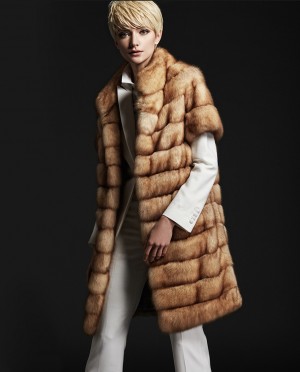 Real Golden Sable Fur Long Gilet Vest