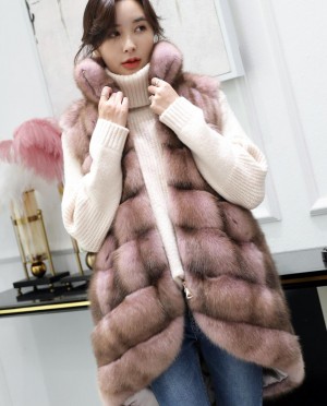 Sable Fur Vest Longline Fur Gilet