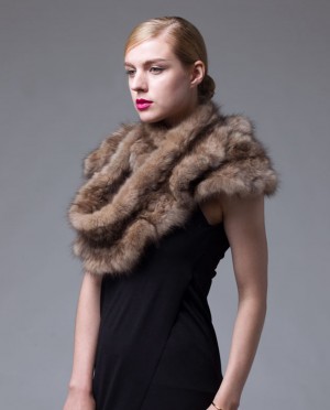 Knitted Sable Fur Infinity Scarf Wrap