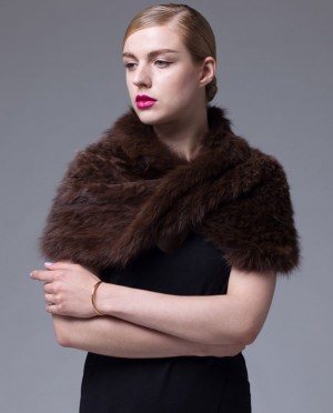 Knitted Sable Fur Capelet Infinity Scarf