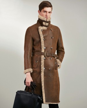 Men's Shearling Sheepskin Long Coat