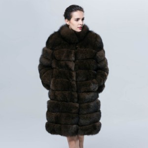 winter blue fox dyed sable coat with collar