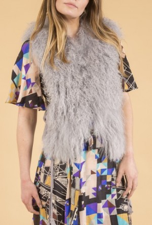 Grey Mongolian Lamb Fur Gilet Vest