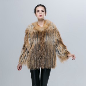 womens real red fox fur bomber jacket