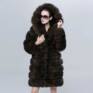 womens fox fur dyed sable coat