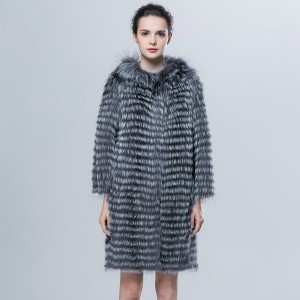 striped silver fox fur coat