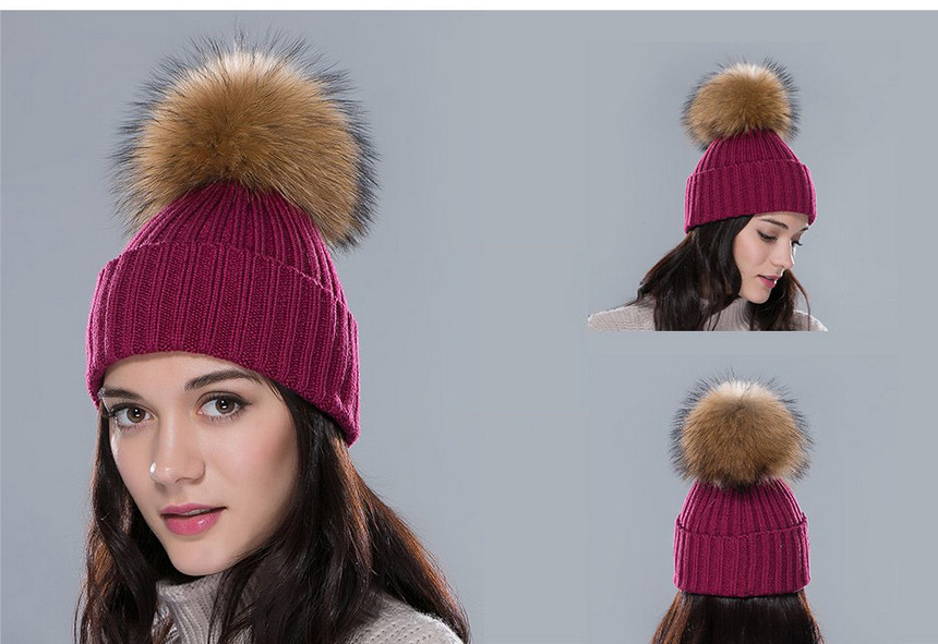 vintage fur pom pom bobble hat