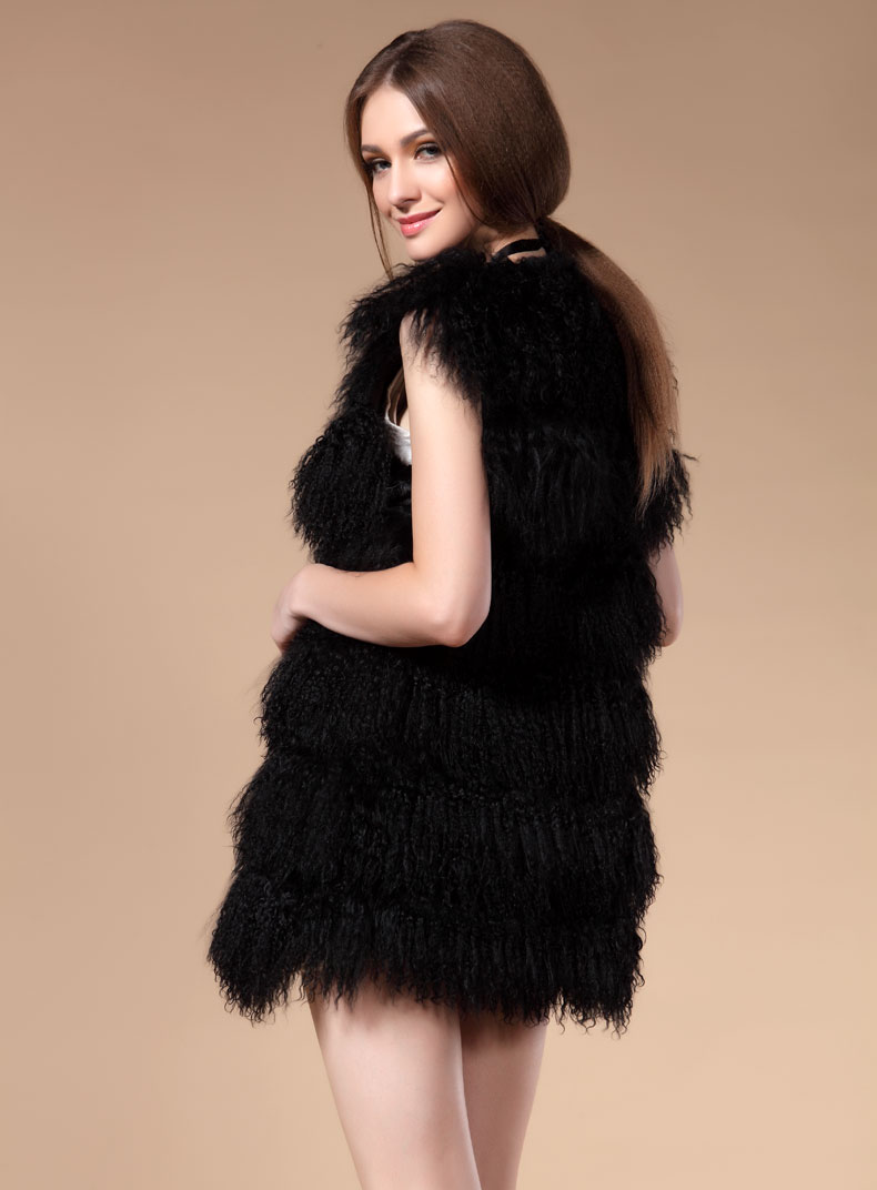 black tibetan lamb fur vest