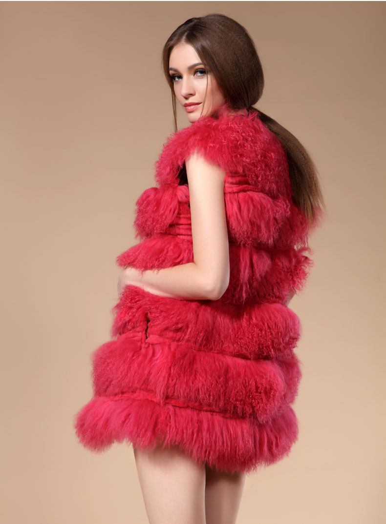 mongolian sheep fur vest
