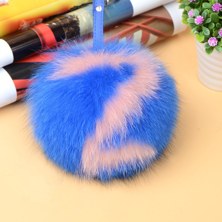 Fox Fur Pompoms Pendant Bag Charm with Letters 890 love Z