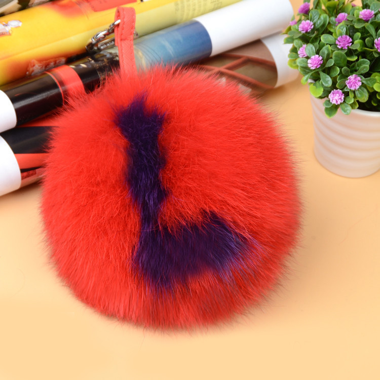 Fox Fur Pompoms Pendant Bag Charm with Letters 890 love L