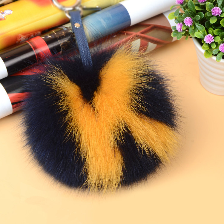 Fox Fur Pompoms Pendant Bag Charm with Letters 890 love K