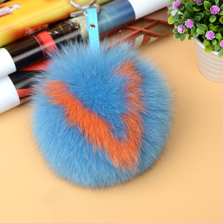 Fox Fur Pompoms Pendant Bag Charm with Letters 890 love V