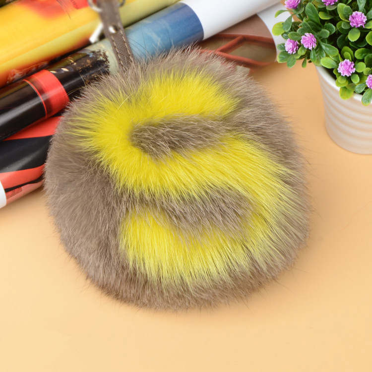 Fox Fur Pompoms Pendant Bag Charm with Letters 890 love S