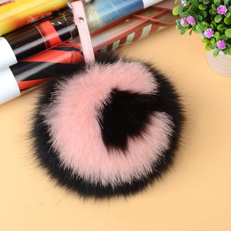 Fox Fur Pompoms Pendant Bag Charm with Letters 890 love C